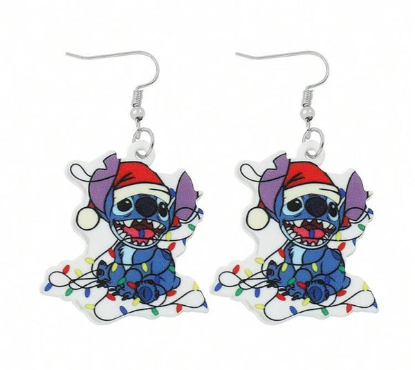 Stitch Christmas Light String Earrings