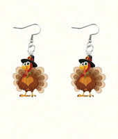 Cute Little Turkey Gobble Thanksgiving Earrings