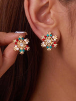 Multicolor Rhinestone Snowflake Studded Earrings