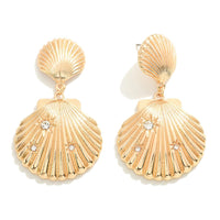 Seashell Earrings With Rhinestones