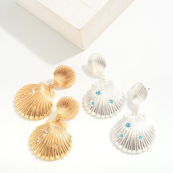 Seashell Earrings With Rhinestones