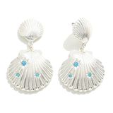 Seashell Earrings With Rhinestones