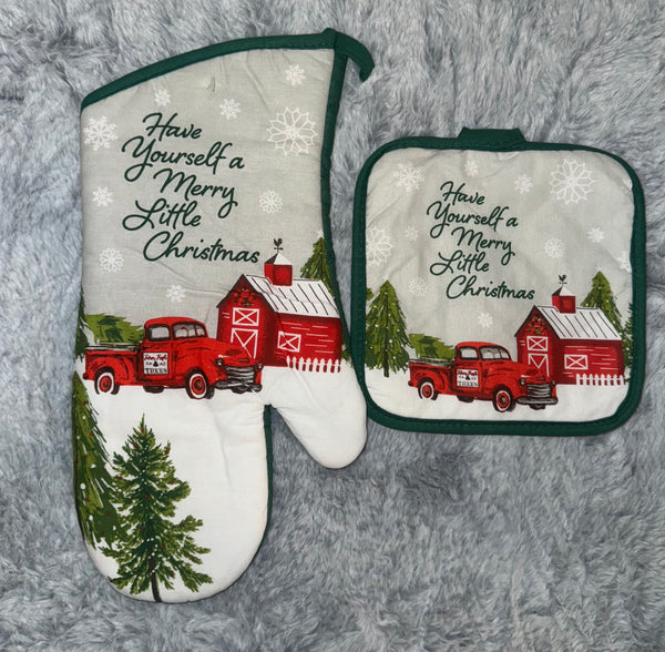 Christmas Holiday Matching Kitchen Mitt Sets