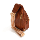 Faux Leather Guitar Strap Sling Bag With Contrast Leather Details