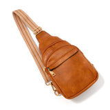 Faux Leather Guitar Strap Sling Bag With Contrast Leather Details