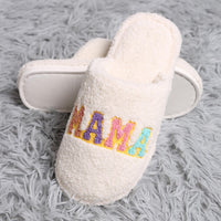 ComfyLuxe Mama Embroidered Microfiber Slide On Slipper