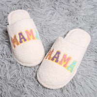 ComfyLuxe Mama Embroidered Microfiber Slide On Slipper