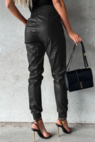 Smooth Sailing Smocked High-Waisted Faux Leather Pants