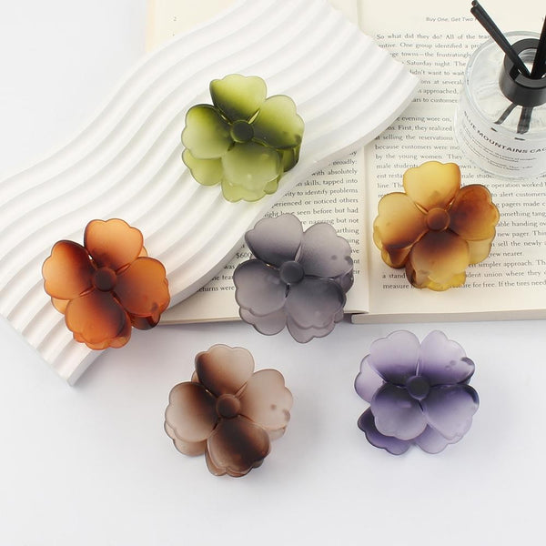 Ombre Frosted Hibiscus Flower Hair Claw Clip