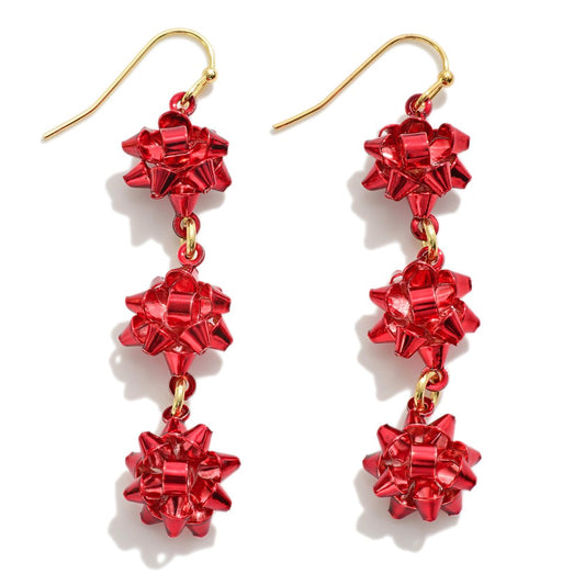 Christmas Gift Bow Dangle Earrings