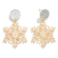Glitter Acetate Snowflake Drop Earrings