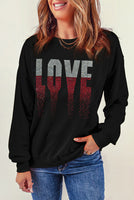 Black Rhinestone LOVE Graphic Sweatshirt