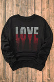 Black Rhinestone LOVE Graphic Sweatshirt