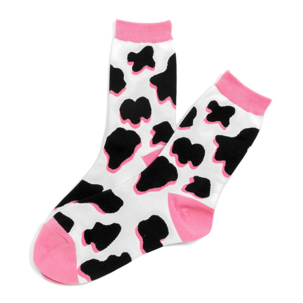 Pink Cow Print Tube Socks-Two Pack