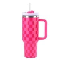 Checkered 40oz Stainless Steel Tumbler W/ Handle