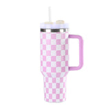 Checkered 40oz Stainless Steel Tumbler W/ Handle