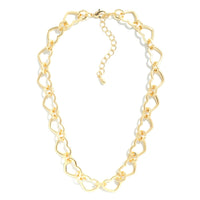 Gold Tone Heart Chain Linked Necklace