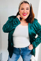 Dazzling Hunter Green Velvet Lapel Blazer