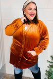 Dazzling Rust Velvet Button Down Tunic Top