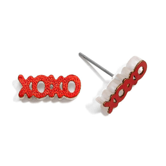 Metallic Leather Cut XOXO Earrings