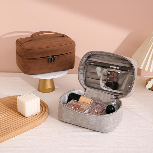 Travel Makeup Bag + Zipper Pouch Set