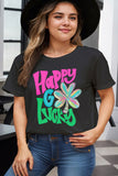 Happy Go Lucky Graphic Tee- Curvy