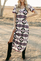 Fiestaa Azteca Western Print T-Shirt Dress