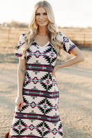 Fiestaa Azteca Western Print T-Shirt Dress