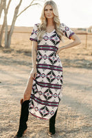 Fiestaa Azteca Western Print T-Shirt Dress