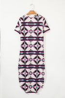 Fiestaa Azteca Western Print T-Shirt Dress