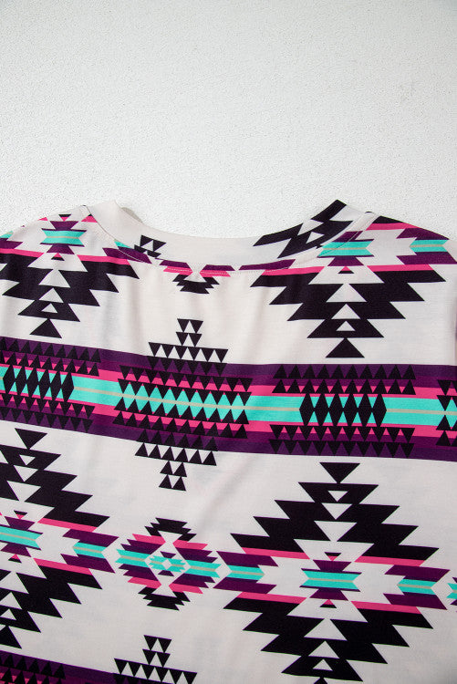 Fiestaa Azteca Western Print T-Shirt Dress