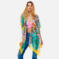 Bomb Botanical Leaf Printed Kimono