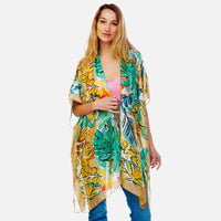 Bomb Botanical Leaf Printed Kimono