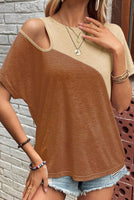 Down In Brown Shoulder Cut Out Top