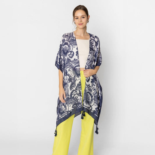 Do Everything In Love Floral Print Kimono With Tassel & Tinsel