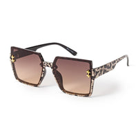 Large Square Animal Print Sunglasses With Gold Star Details