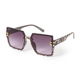 Large Square Animal Print Sunglasses With Gold Star Details