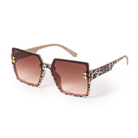 Large Square Animal Print Sunglasses With Gold Star Details