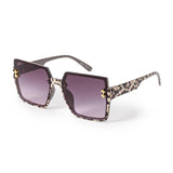 Large Square Animal Print Sunglasses With Gold Star Details