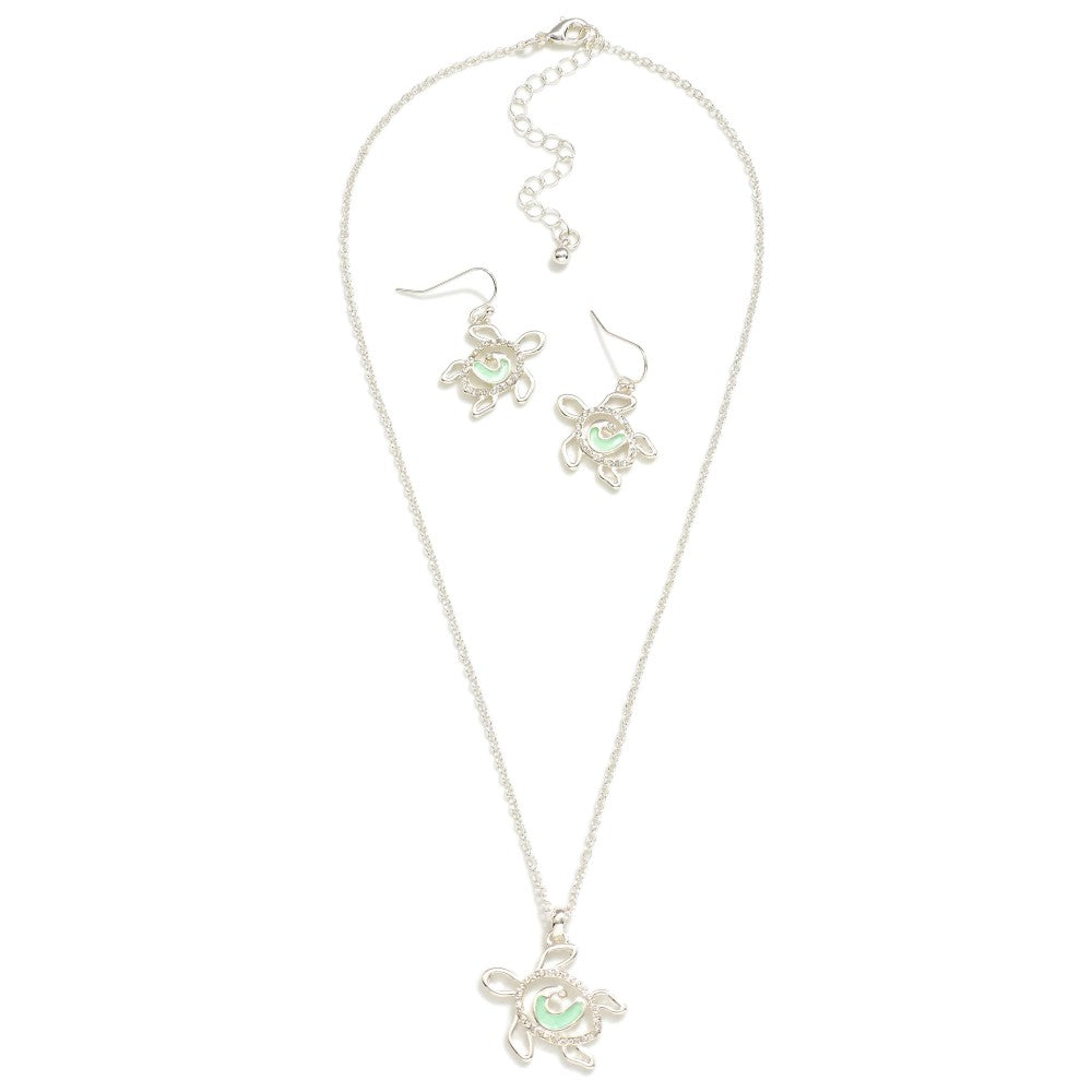 Sea Turtle Necklace and Earrings Set