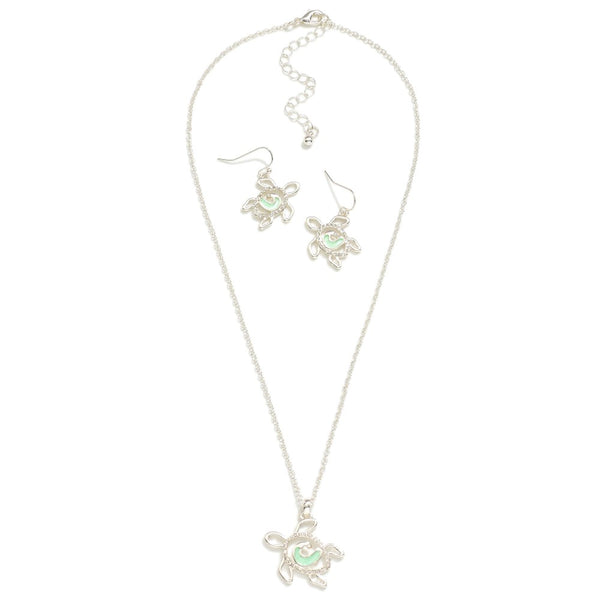 Sea Turtle Necklace and Earrings Set
