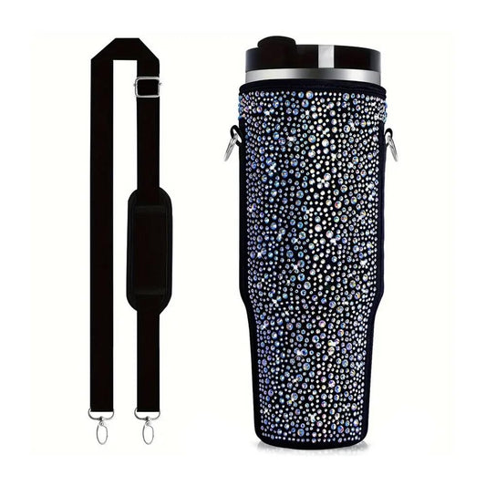 Rhinestone Studded Cross Body Tumbler Cozy Sleeves