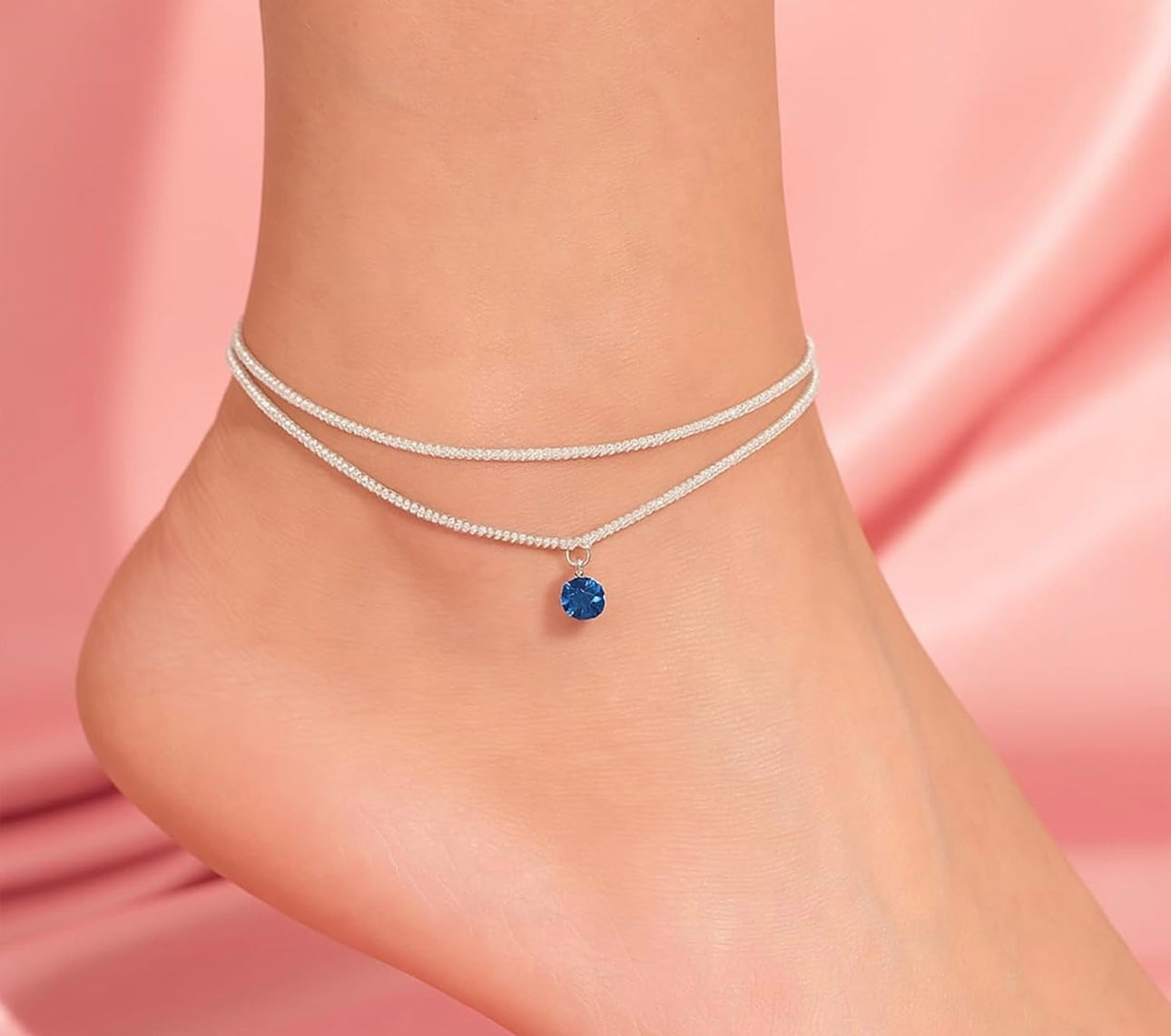 Dainty Double Layered Diamond Link Anklet