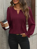 Notched Flounce Sleeve Blouse