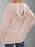 Double Take Textured Kangaroo Pocket Long Sleeve Hoodie