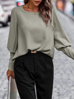 Round Neck Long Sleeve Blouse