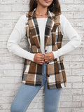 Plaid Button Down Vest Coat