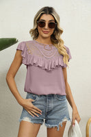 Spliced Lace Ruffled Blouse