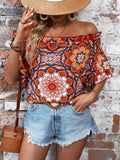 Printed Off-Shoulder Half Sleeve Blouse