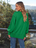 Slit Round Neck Long Sleeve Sweatshirt